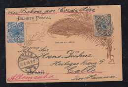 Brazil Brasil 1898 Stationery Postcard Uprated SAO PAULO To CELLE Germany Railway Postmark 1A TREM Rio - Lettres & Documents