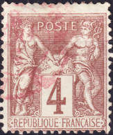 FRANCE - TàD Rouge Des Imprimés Sur Yv.88 4c Lilas-brun Sage T.II - TB - 1877-1920: Semi-Moderne