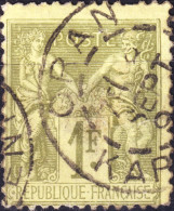 FRANCE / ALGÉRIE - TàD Type A " ORAN / KARGUENTAH " Sur Yv.82 1fr Olive-clair Sage T.II - Défectueux (aminci) - 1877-1920: Semi-moderne Periode