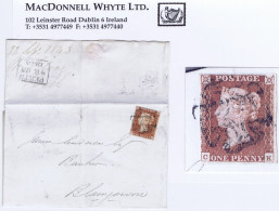 Great Britain 1843 Imperf 1d Red Plate 27 RD, Used On Cover Perth Maltese Cross To Blairgowrie - Cartas & Documentos