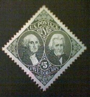 United States, Scott #2592, Used(o), 1994, Washington And Jackson, $5.00, Slate Green - Used Stamps