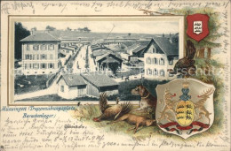 41585379 Muensingen Truppenuebungsplatz Barackenlager Hund Wild Wappen Muensinge - Münsingen