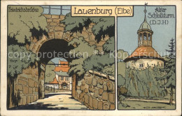 41585344 Lauenburg Elbe Friedrichsbruecke Alter Schlossturm Kuenstlerkarte Lauen - Lauenburg