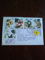 Cat&dogs Reg Letter Cuba/argentina.2001.yv 3927/31 &bfly Phoebis 3448.e8 Reg Post Conmems E 12.5 Cval - Cartas & Documentos