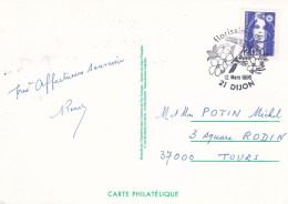 1996--Cachet Commémoratif -DIJON-21--1er Jour De La Flamme Dijon-Grangier--fleurs--toucan Au Verso - Cachets Commémoratifs