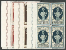 Luxembourg Luxemburg Mi.395/98 En Blocs De 4, Mi.397 Avec Variété Constante Plattenfehler MNH / ** 1945 Caritas - Variedades & Curiosidades