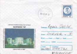 Roumanie--1997--entier NORWEX 97 De VANATORI Pour NANTES-44 (France)-timbres Oiseaux,hermine  Au Verso - Storia Postale