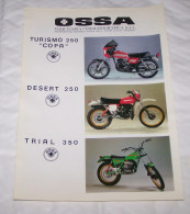 PUB PUBLICITE MOTO MOTOS OSSA TURISMO 250 COPA, DESERT 250, TRIAL 350 - Motos