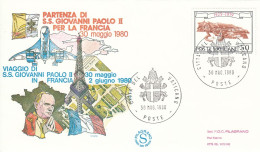 VATICAN Cover 2-55,popes Travel 1980 - Covers & Documents