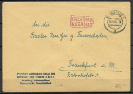 Germany Deutschland 1946 (1948?) Stempel "Gebühr Bezahlt" Auf Brief DARMSTADT Nach Basel Schweiz - Emisiones De Necesidad Zona Americana