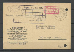 Germany Deutschland 1945 Stempel "Gebühr Bezahlt" Auf Firmenpostkarte REMSCHEID Geschäftlich RHEWUM - Emisiones De Necesidad Zona Británica