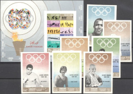 Sharjah 1968, Olympic Winners, Boxing, Swimming, Block +6val IMPERFORATED - Schwimmen