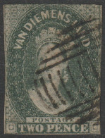 CLASSIC TASMANIA QV 2d IMPERF CHALON USED. - Used Stamps