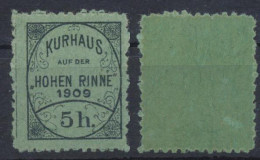 Hungary Now Romania Hohe Rinne 1909 Hotel Post Stamp 5 Heller MNH, Original Gum - Ortsausgaben