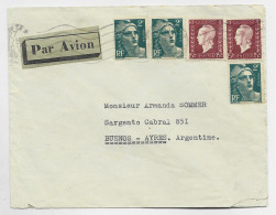 FRANCE DULAC 15FRX2+ 2FR GANDON 2FRX3 LETTRE AVION PARIS 27 NOV 1945 POUR ARGENTINE AU TARIF 2EME - 1944-45 Marianne Of Dulac