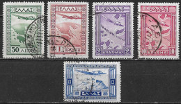 GREECE 1933 Airmail Government Issue Set To 10 Dr. Vl. A 15 / 19 - Oblitérés
