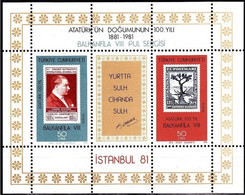Turkey, Türkei - 1981 - Balkanfila VIII Stamps Exhibition - 1.Mini S/Sheet ** MNH - Unused Stamps