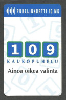 109 LONG DISTANCE CALL - The Only Right Choice. - 10 FIM 1996  - Magnetic Card - D52 - FINLAND - - Telecom Operators