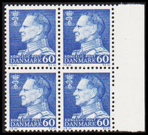 1961. DANMARK. Frederik IX 60 øre Never Hinged 4-block. Normal Paper. (Michel 395x) - JF540733 - Storia Postale