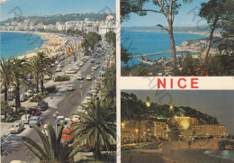 CARTOLINA  NICE,FRANCIA-LA PROMENADE DES ANGLAIS-LA BAIE DES ANGES-LA CHATEAU LA NUIT-BOLLO STACCATO VIAGGIATA 1971 - Nizza Bei Nacht