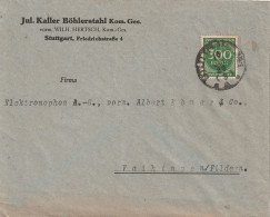 Allemagne Timbre Perforé Sur Lettre Inflation Stuttgart 1923 - 1922-1923 Emissioni Locali