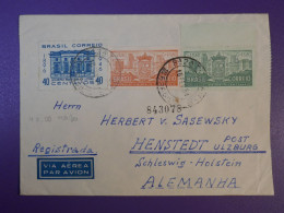 DG4  BRAZIL BELLE LETTRE  1951 SAO PAULO A  HENSTEDT ALEMANIA   +PAIRE DE TP VERSO ++AFF. INTERESSANT+++++ - Storia Postale