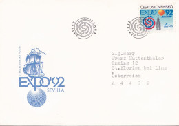 EXPO 92 SEVILA COVERS FDC  CIRCULATED 1992 Tchécoslovaquie - Covers & Documents