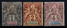 Anjouan - 1892 -  Type Sage   - N° 1 à 3  -  Neuf * - Unused Stamps