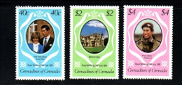 Grenadines De Grenade, Grenada, **, Yv 393 à 395, Mi 447A, 449A, 450A, Sg 444 à 446, Mariage Charles Et De Diana, - Grenade (1974-...)