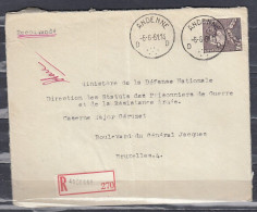 Aangetekende Brief Van Andenne D Naar Bruxelles - 1936-1951 Poortman