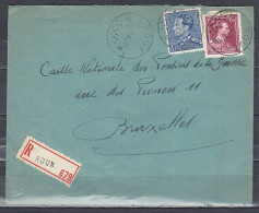 Aangetekende Brief Van Roux B Naar Bruxelles - 1936-1951 Poortman
