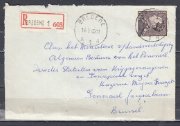 Aangetekende Brief Van Bredene A1A Naar Brussel - 1936-1951 Poortman