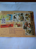 Cat&dogs Reg Letter Cuba/argentina.2001.yv 3927/31 & Others.local Customs Inspection.e 14 Reg Post Conmems E 17.5 Cval - Storia Postale