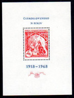 CZECHOSLOVAKIA 1968 50th Anniversary Of Republic Block MNH / **   Michel Block 30 - Ongebruikt