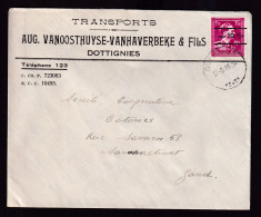 DDFF 283 -- Enveloppe TP Surcharge Locale Moins 10 % DOTTIGNIES 1946 - Entete Transports Vanoostenhuyse-Vanhaverbeke - 1946 -10%