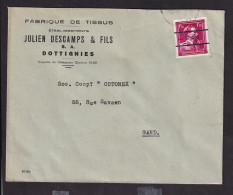 DDFF 289 -- 2 X Enveloppe TP Surcharge Locale Ou Typo Moins 10 % DOTTIGNIES 1946 - Entete Tissus Julien Descamps - 1946 -10 %