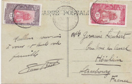 35456# CARTE POSTALE CHARIOTS INDIGENES Obl COTE FRANCAISE DES SOMALIS DJIBOUTI 1921 Pour HOENHEIM BAS RHIN ALSACE - Cartas & Documentos