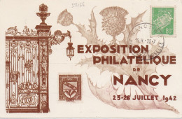 35466# PETAIN PERFORE EPN PERFIN CARTE POSTALE EXPOSITION PHILATELIQUE DE NANCY 23 - 26 JUILLET 1942 MEURTHE ET MOSELLE - Briefe U. Dokumente