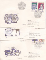 PORTELAIN  3 COVERS FDC  CIRCULATED 1977 Tchécoslovaquie - Storia Postale