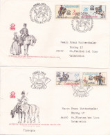 EXHIBITION PRAGUE HORSES  2 COVERS FDC  CIRCULATED 1977 Tchécoslovaquie - Storia Postale