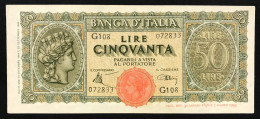 50 LIRE ITALIA TURRITA 10 12 1944  Spl OTTIMO BIGLIETTO  LOTTO 1693 - 50 Lire