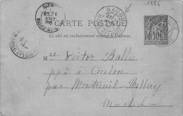 Sur Une Carte Précurseur. Affranchissement Cachet Baugé   49 -  Août 1886 Expédiée A Saumur  49  Rare  (voir Scan) - Sonstige & Ohne Zuordnung