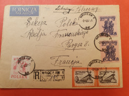 Pologne - Enveloppe En Recommandé De Wrocław  Pour Paris En 1957 - J 125 - Cartas & Documentos