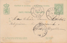 35471# CARTE POSTALE ENTIER POSTAL Obl WILTZ 1897 Pour RELIGIEUSE A GARNICH CAPELLEN KLEINBETTINGEN LUXEMBOURG - Entiers Postaux