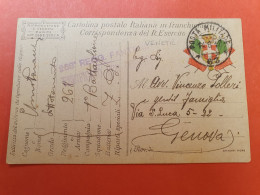 Italie - Carte Fm Pour Genova En 1917 - J 133 - Military Mail (PM)