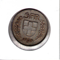 Suisse. 5 Francs Tête De Berger. 1933 - 5 Franken