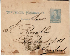 ARGENTINA 1892 WRAPPER SENT TO CIUDAD - Covers & Documents