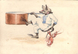 Image Illustrée D'un Singe Cuistot Pincé à La Queue Par Le Homard Qu'il Devait Cuire Humour - Autres & Non Classés