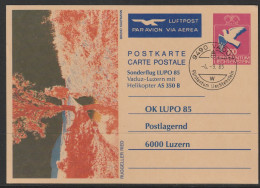 1985, Helikopter Sonderflug, Vaduz - Luzern, Postkarte - Aéreo