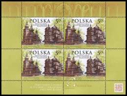 Polonia / Poland 2015: Minifoglio Chiese In Legno (cong.Ucraina) / Wooden Churches Sheetlet (joint Issue W. Ukraine) ** - Joint Issues